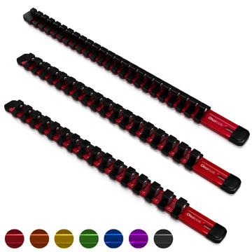 3-piece aluminum socket organizer rail set with rubber end caps